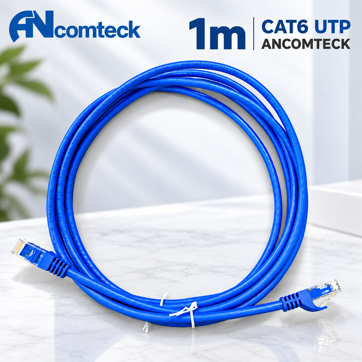 DÂY NHẢY PATCH CORD 1m CAT6 UTP lõi đồng, đầu đúc hiệu Ancomteck ACT-LAN-601BLD